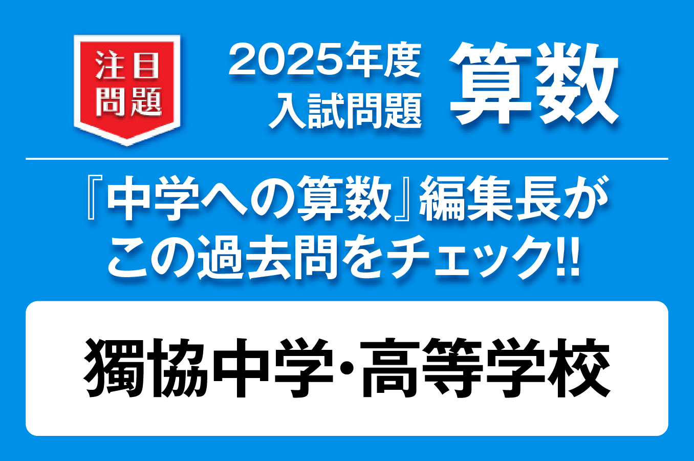 【獨協中学・高等学校】2025年度 入試問題 算数